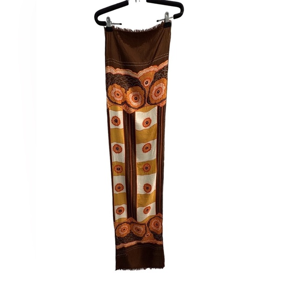 Vintage Inspired Brown & Orange Floral Scarf - Picture 3 of 6